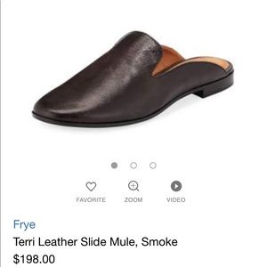Frye dark leather slip on mule